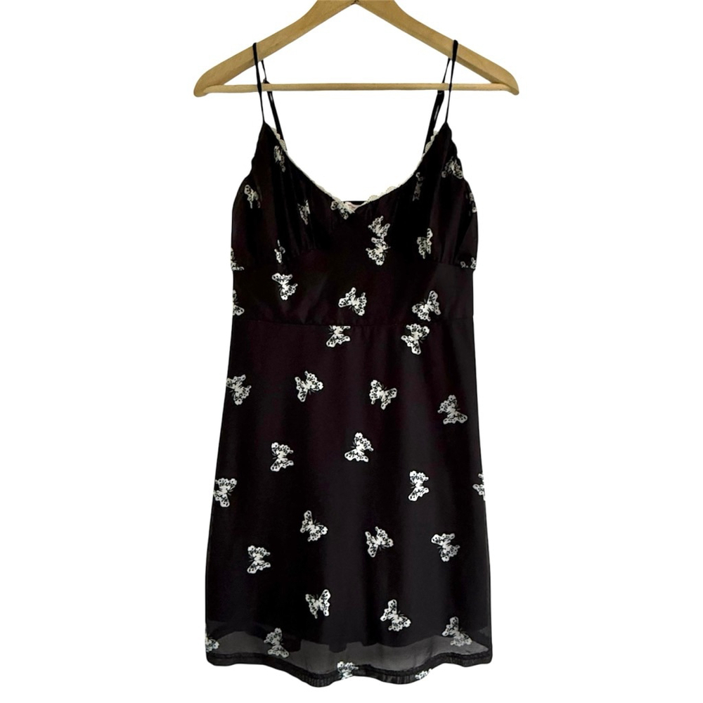 Butter-Melon Y2K Butterfly Mini Dress | Lace Trim | Size M